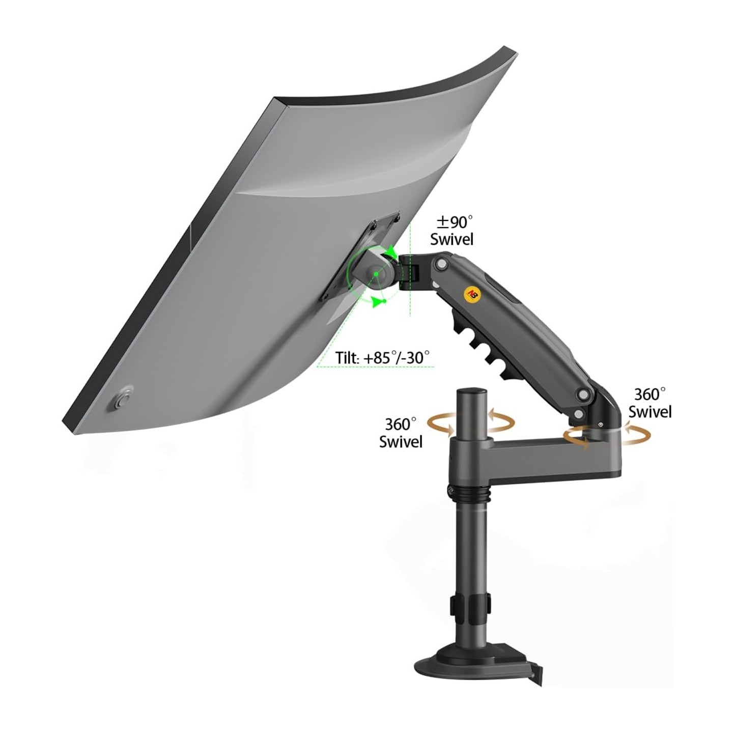 North Bayou NB H100 Single Arm Gas Spring Monitor Mount 22-35" (Retail) — Buy in Cyprus with Fast Delivery