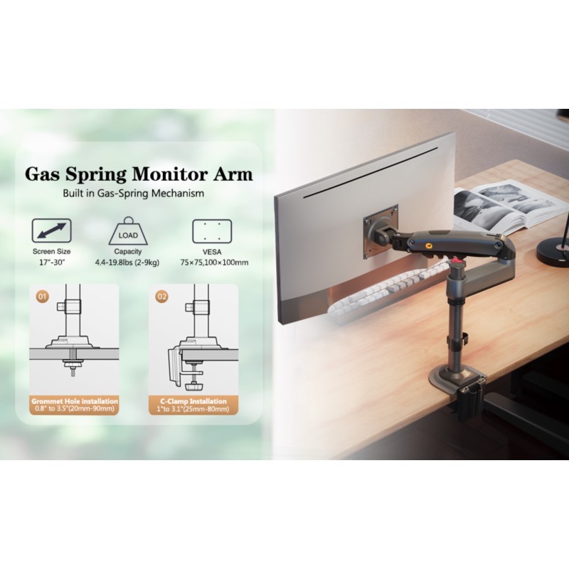 Buy NBMounts H100 Single Arm Gas Desktop Monitor Mount (upgraded version) in Cyprus, Nicosia, Limassol, Larnaka, Pafos