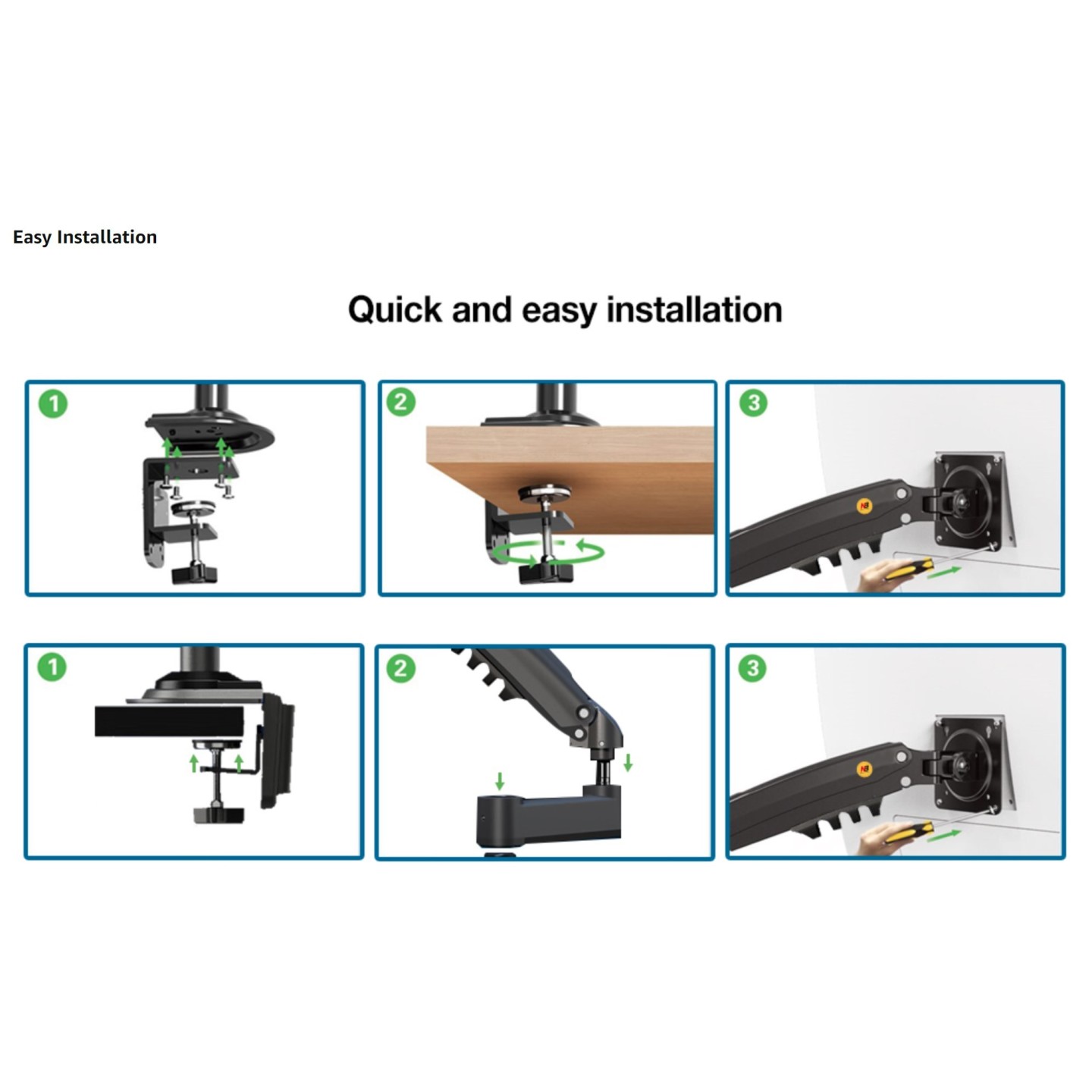 North Bayou NB H100 Single Arm Gas Spring Monitor Mount 22-35" (Retail) — Buy in Cyprus with Fast Delivery