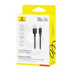 Buy Baseus Cable USB-C to USB-C Silky Series - 2.0m 100W Black in Cyprus, Nicosia, Limassol, Larnaka, Pafos