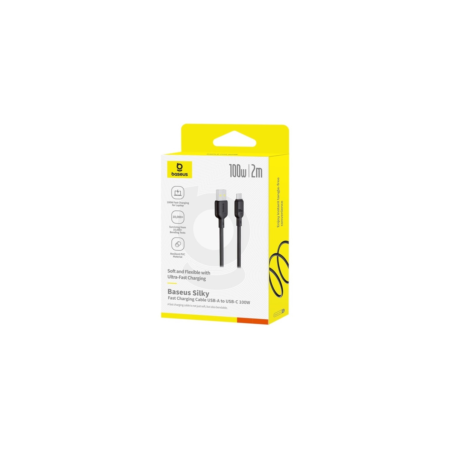 Baseus Silky Series USB-C to USB-C 2m 100W Cable - Black (Boxed) — Buy in Cyprus with Fast Delivery