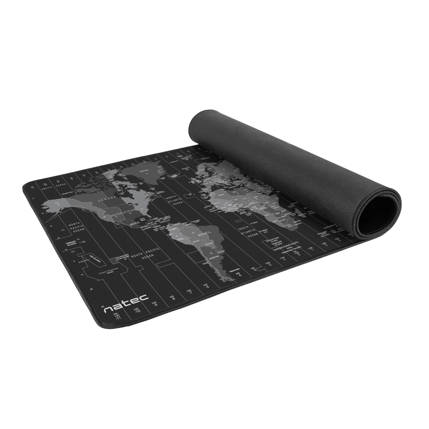 Natec Time Zone Map XL Mousepad - Grey Black — Buy in Cyprus with Fast Delivery