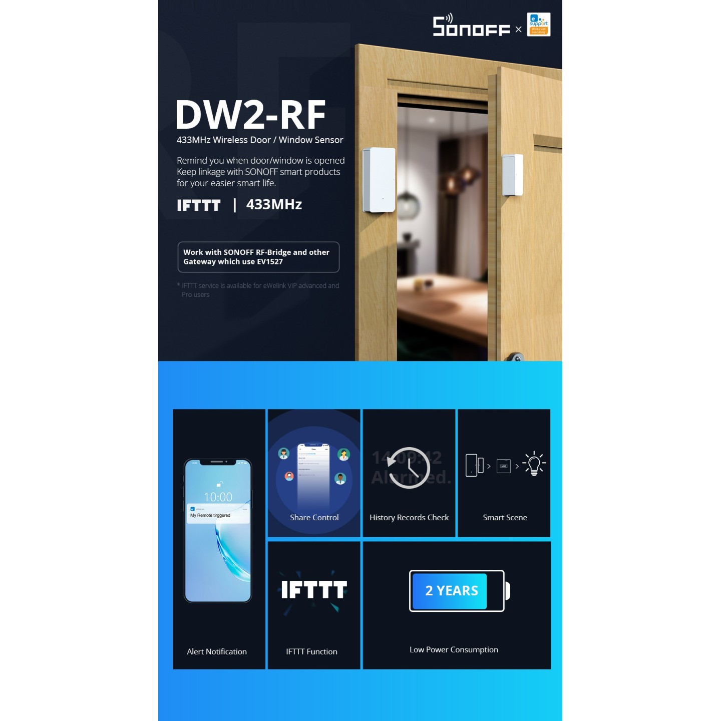Sonoff RF Door & Window Alarm Sensor - DW2 - RF — Buy in Cyprus with Fast Delivery
