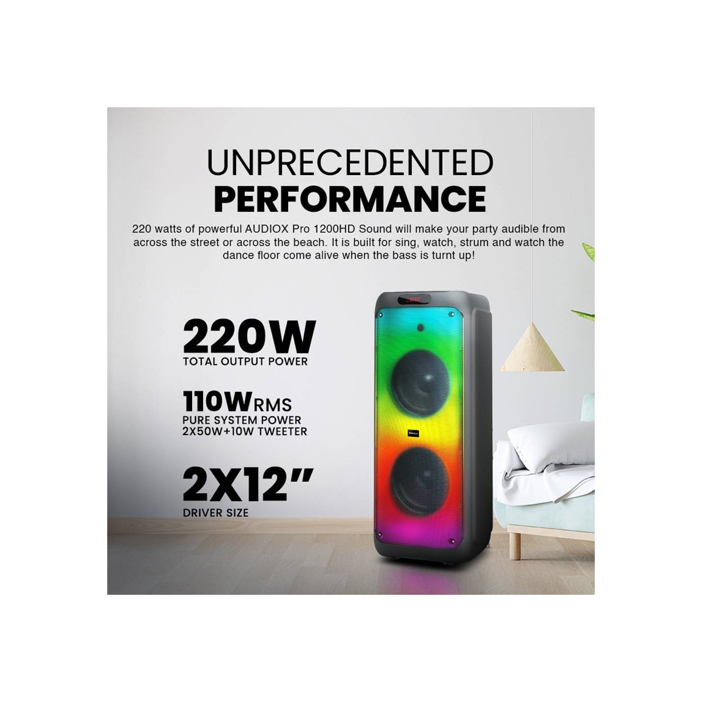 SonicGear 2 x 12'' Portable Karaoke Speaker - AudioXPro1200HD - 2 x Wireless Microphones — Buy in Cyprus with Fast Delivery