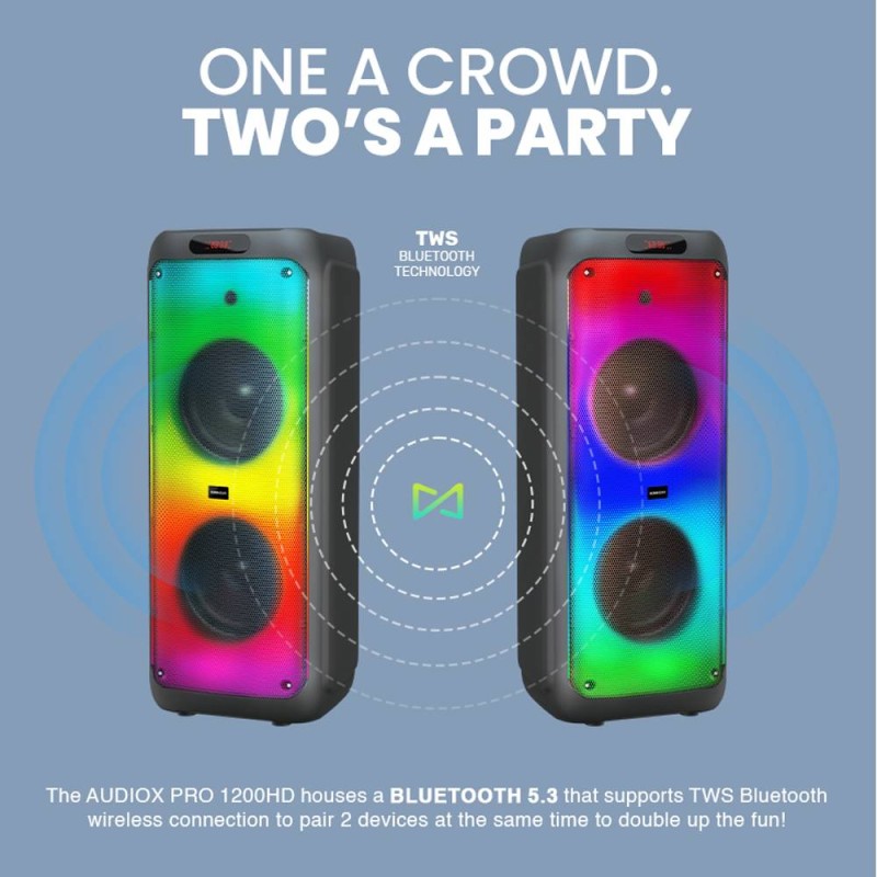 Buy SonicGear 2 x 12'' Portable Karaoke Speaker - AudioXPro1200HD - 2 x Wireless... in Cyprus, Nicosia, Limassol, Larnaka, Pafos