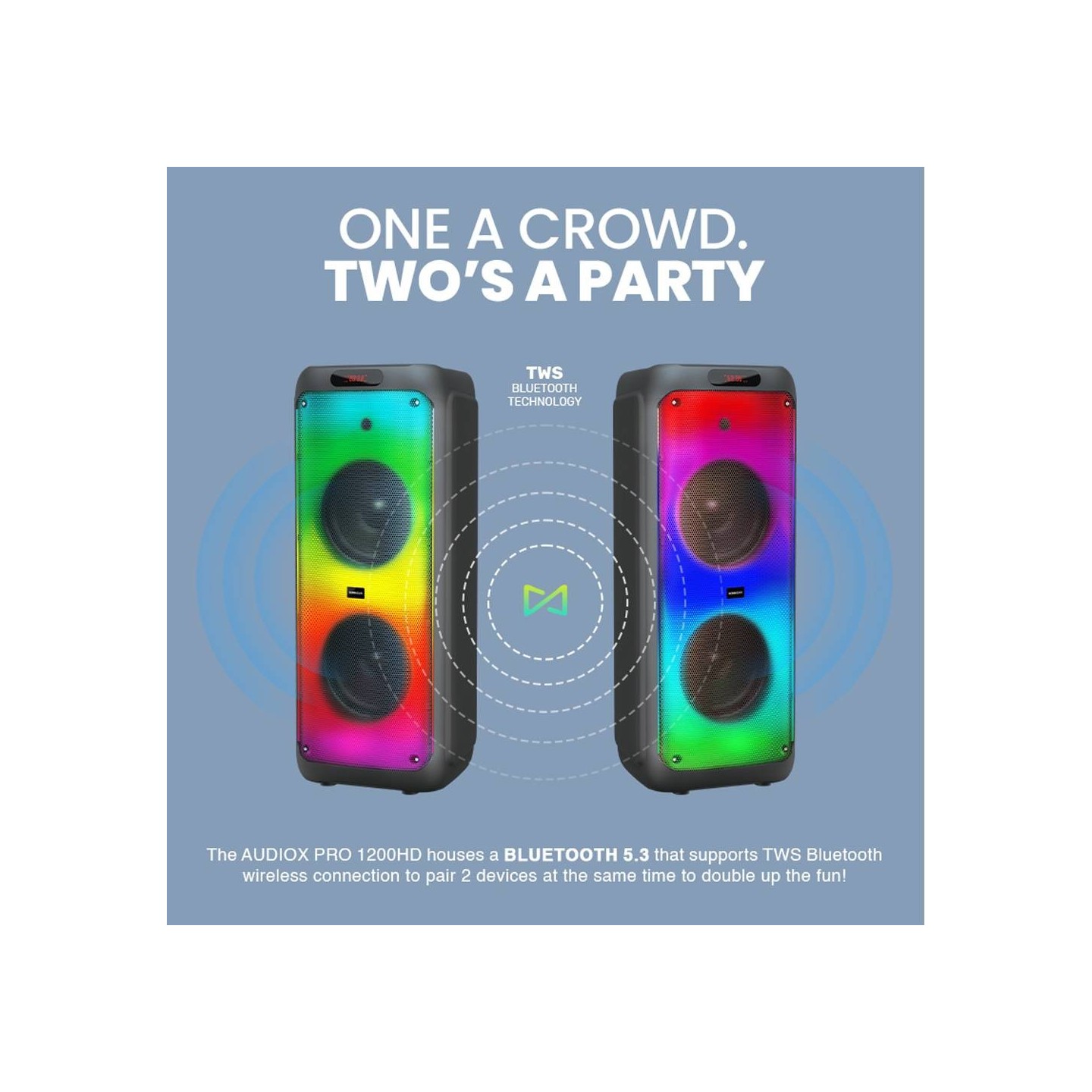 SonicGear 2 x 12'' Portable Karaoke Speaker - AudioXPro1200HD - 2 x Wireless Microphones — Buy in Cyprus with Fast Delivery