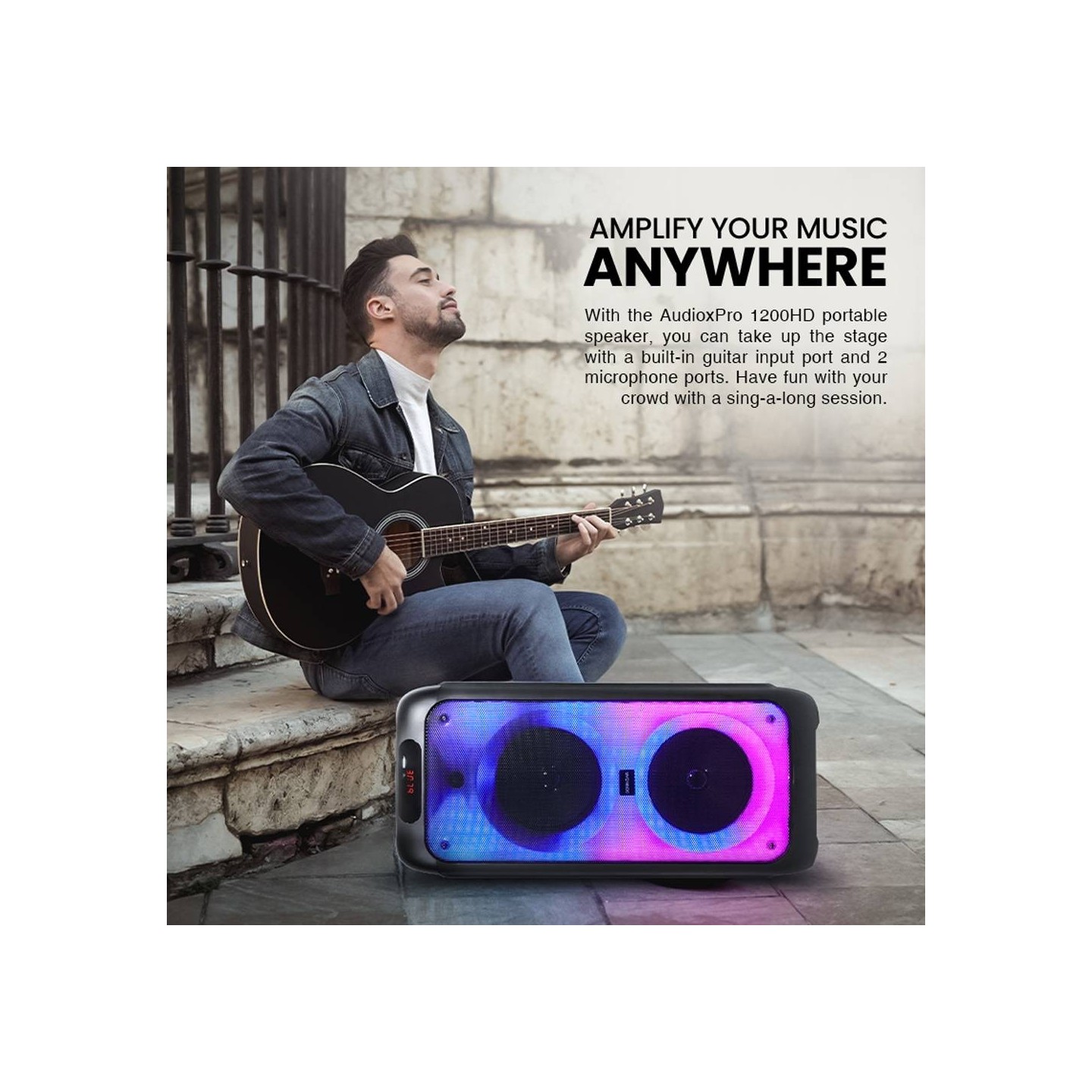 SonicGear 2 x 12'' Portable Karaoke Speaker - AudioXPro1200HD - 2 x Wireless Microphones — Buy in Cyprus with Fast Delivery