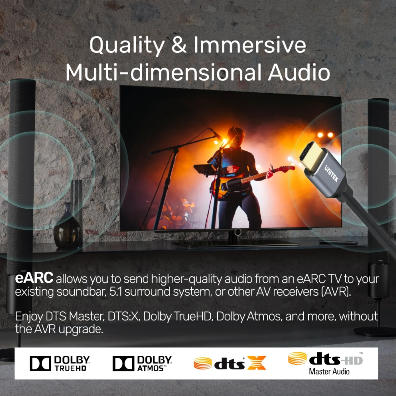 Unitek HDMI 2.1 8K HDR Cable - C138W - 2m Black Grey — Buy in Cyprus with Fast Delivery