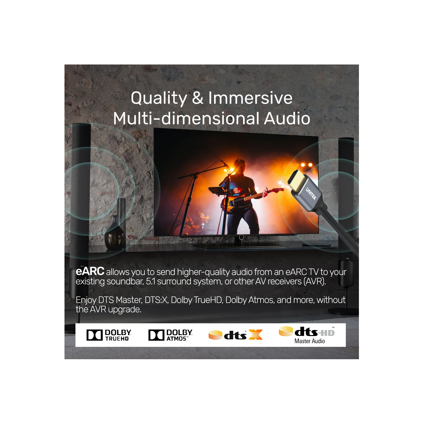 Unitek HDMI 2.1 8K HDR Cable - C138W - 2m Black Grey — Buy in Cyprus with Fast Delivery