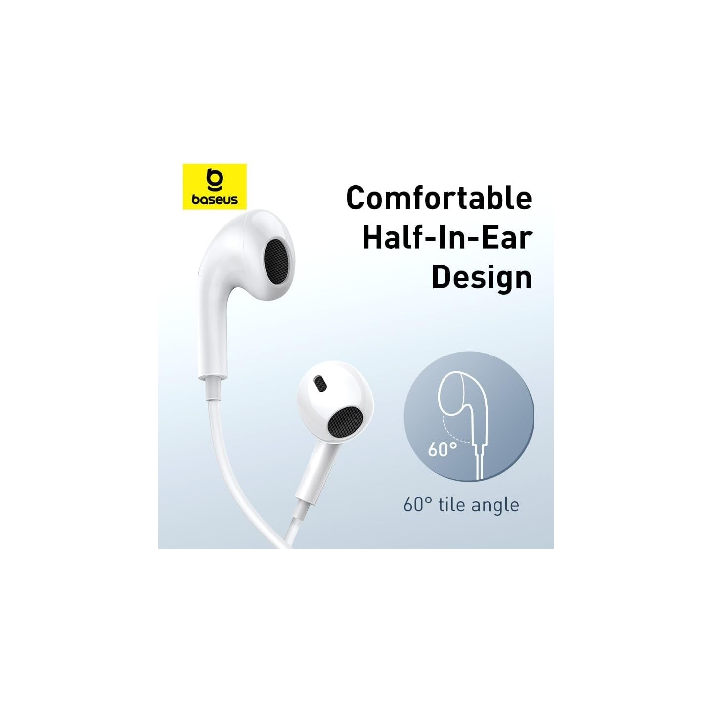 Baseus Earphones - CZ17 - Wired Type C Encok White — Buy in Cyprus with Fast Delivery