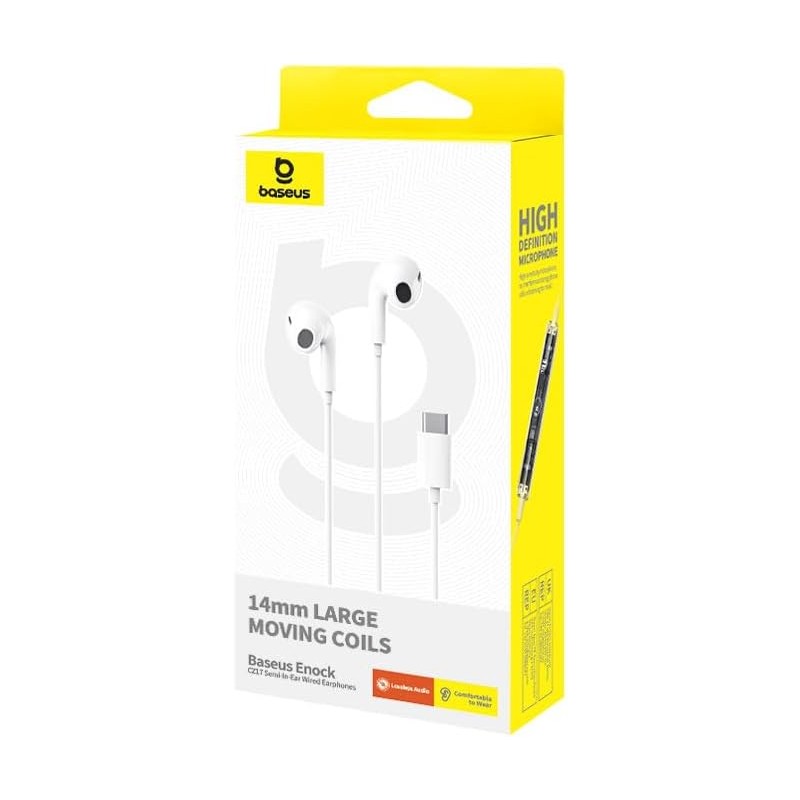 Buy Baseus Earphones - CZ17 - Wired Type C Encok White in Cyprus, Nicosia, Limassol, Larnaka, Pafos