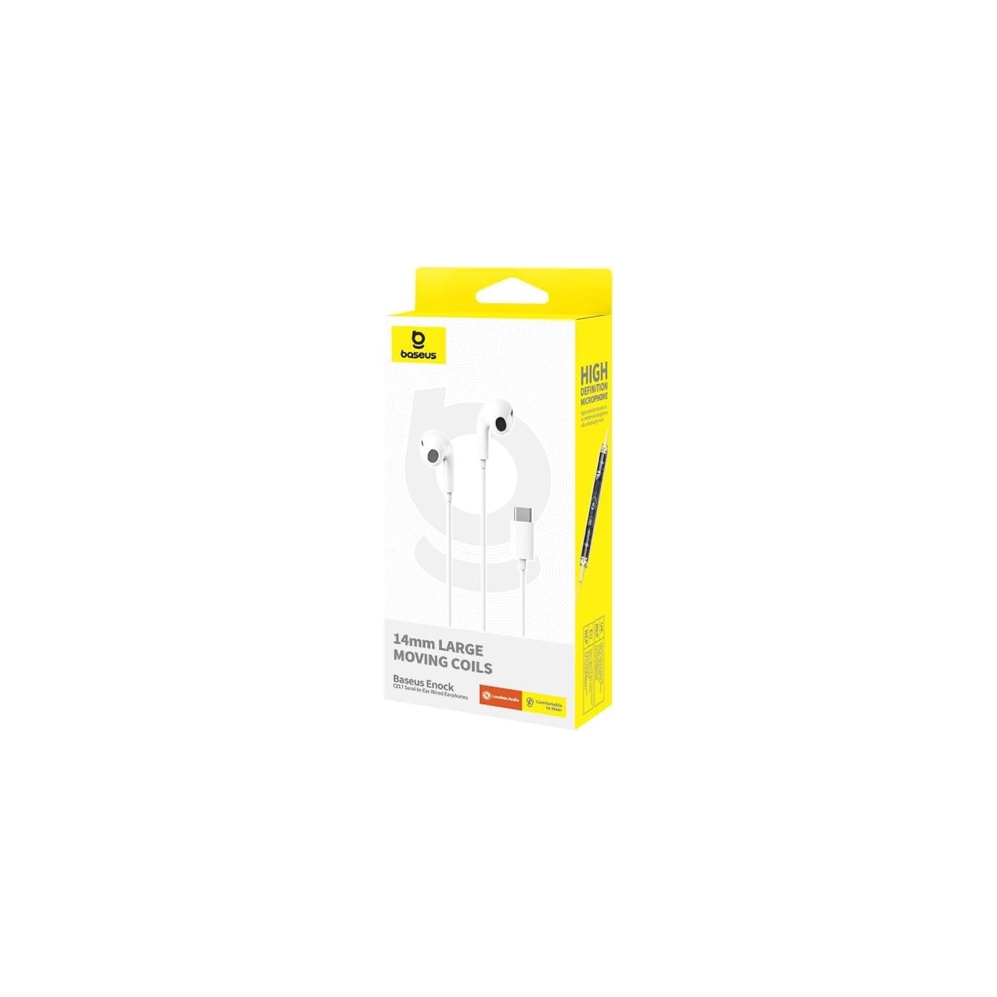 Baseus Earphones - CZ17 - Wired Type C Encok White — Buy in Cyprus with Fast Delivery