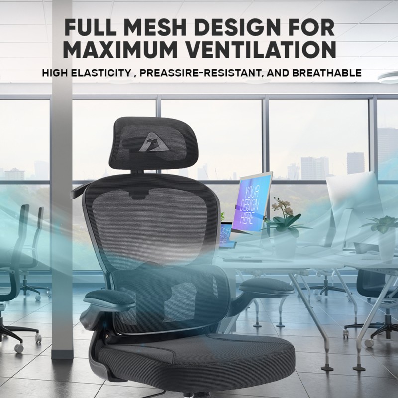 Buy Armaggeddon Office Chair Mesh - VERTEBRAE V3 - Black in Cyprus, Nicosia, Limassol, Larnaka, Pafos