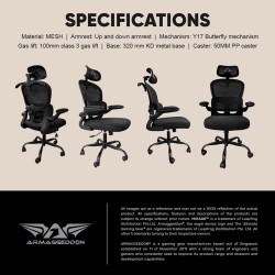 Buy Armaggeddon Office Chair Mesh - VERTEBRAE V3 - Black in Cyprus, Nicosia, Limassol, Larnaka, Pafos