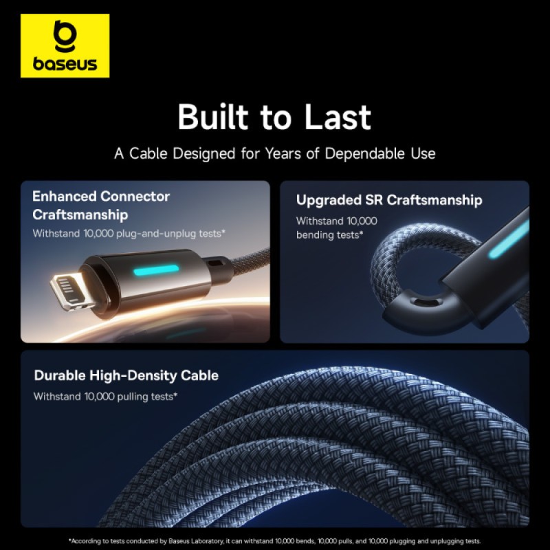 Buy Baseus Cable Lightning to USB-A Lit Button Series - 1m - Cosmic Black in Cyprus, Nicosia, Limassol, Larnaka, Pafos