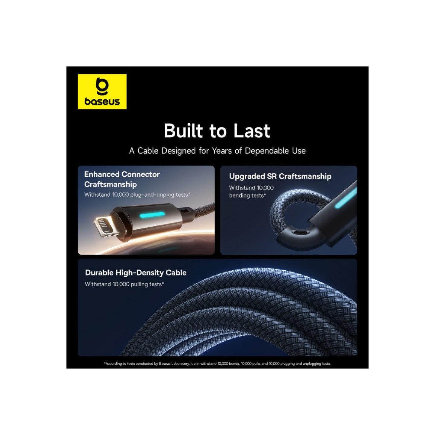 Baseus Cable Lightning to USB-A Lit Button Series - 1m - Cosmic Black — Buy in Cyprus with Fast Delivery