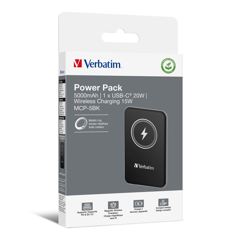 Buy Verbatim Wireless Magnetic Slim Powerbank - Qi2 15W 5000mAh Black in Cyprus, Nicosia, Limassol, Larnaka, Pafos