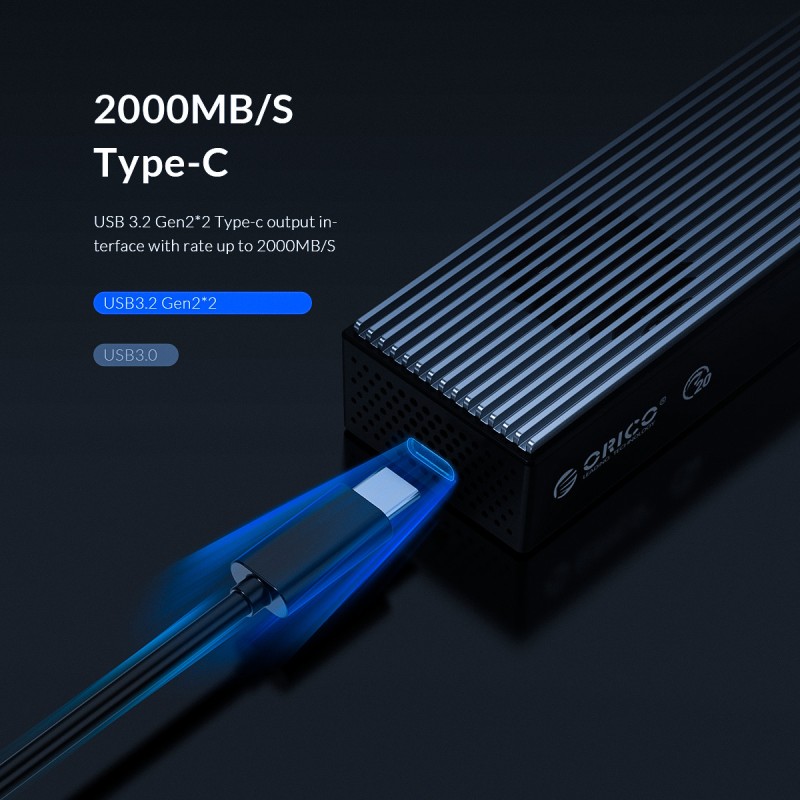 Buy Orico USB-C 3.2 M2 NVME SSD Aluminum Enclosure - M2PVC3-G20 - Black in Cyprus, Nicosia, Limassol, Larnaka, Pafos