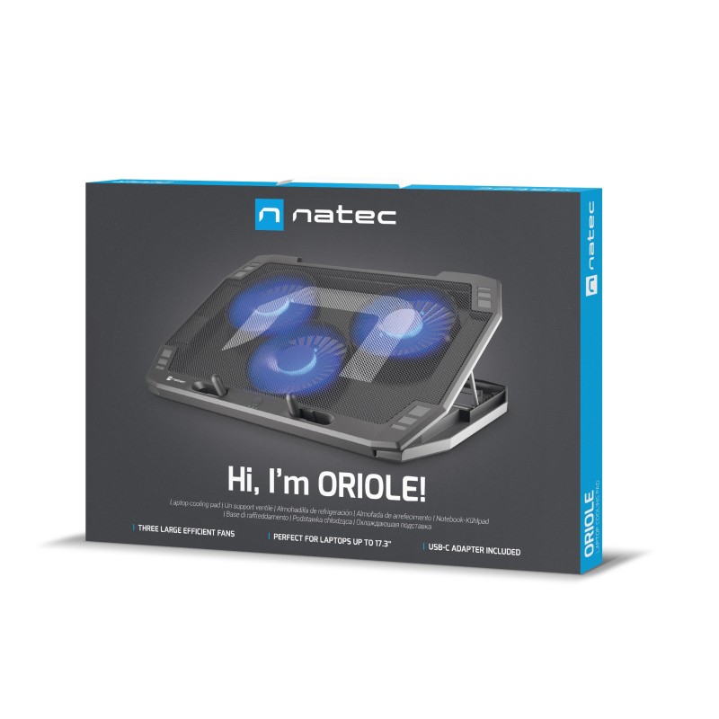 Buy Natec ORIOLE Laptop Cooling Stand - 17.3'' with 3 Fans LED 2xUSB in Cyprus, Nicosia, Limassol, Larnaka, Pafos