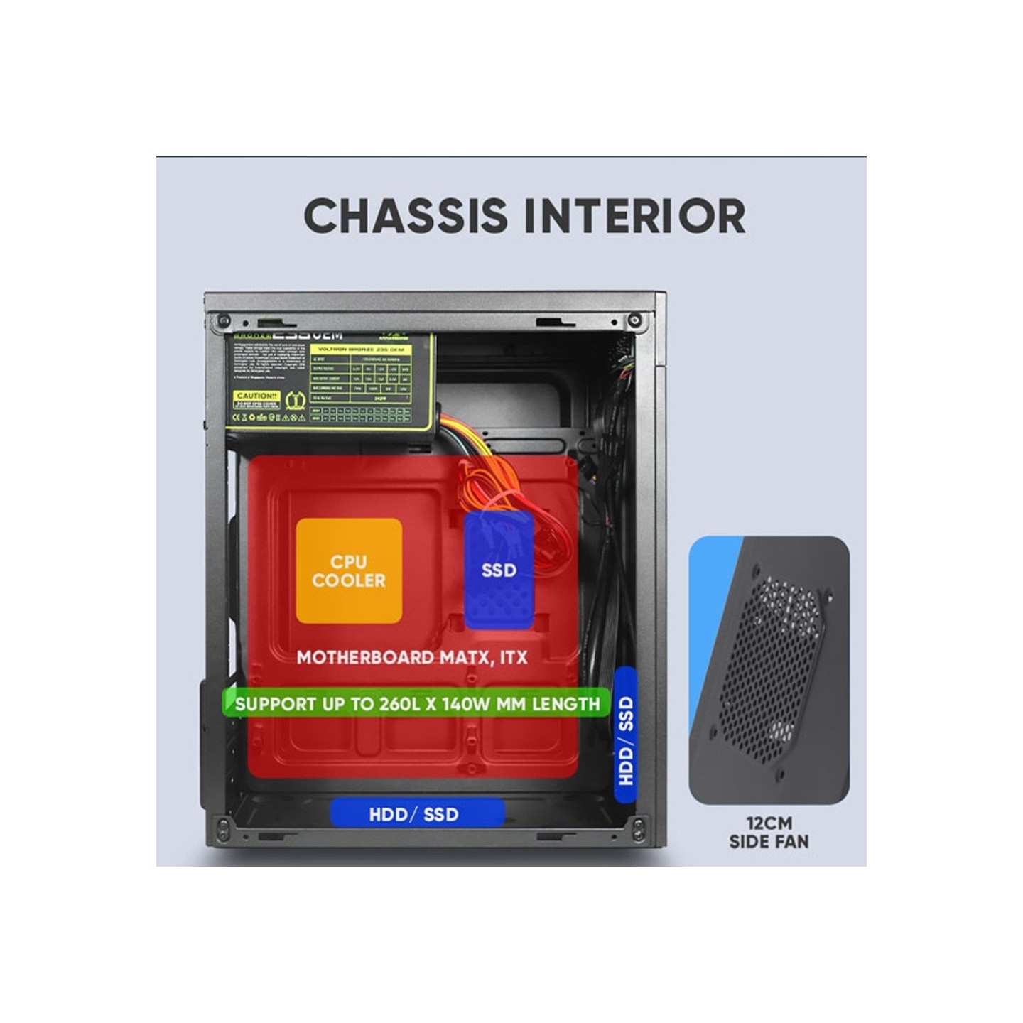 Alcatroz Futura Millenia M600 PRO mATX Case w/ 2 Fans & 235W PSU (Boxed) — Buy in Cyprus with Fast Delivery