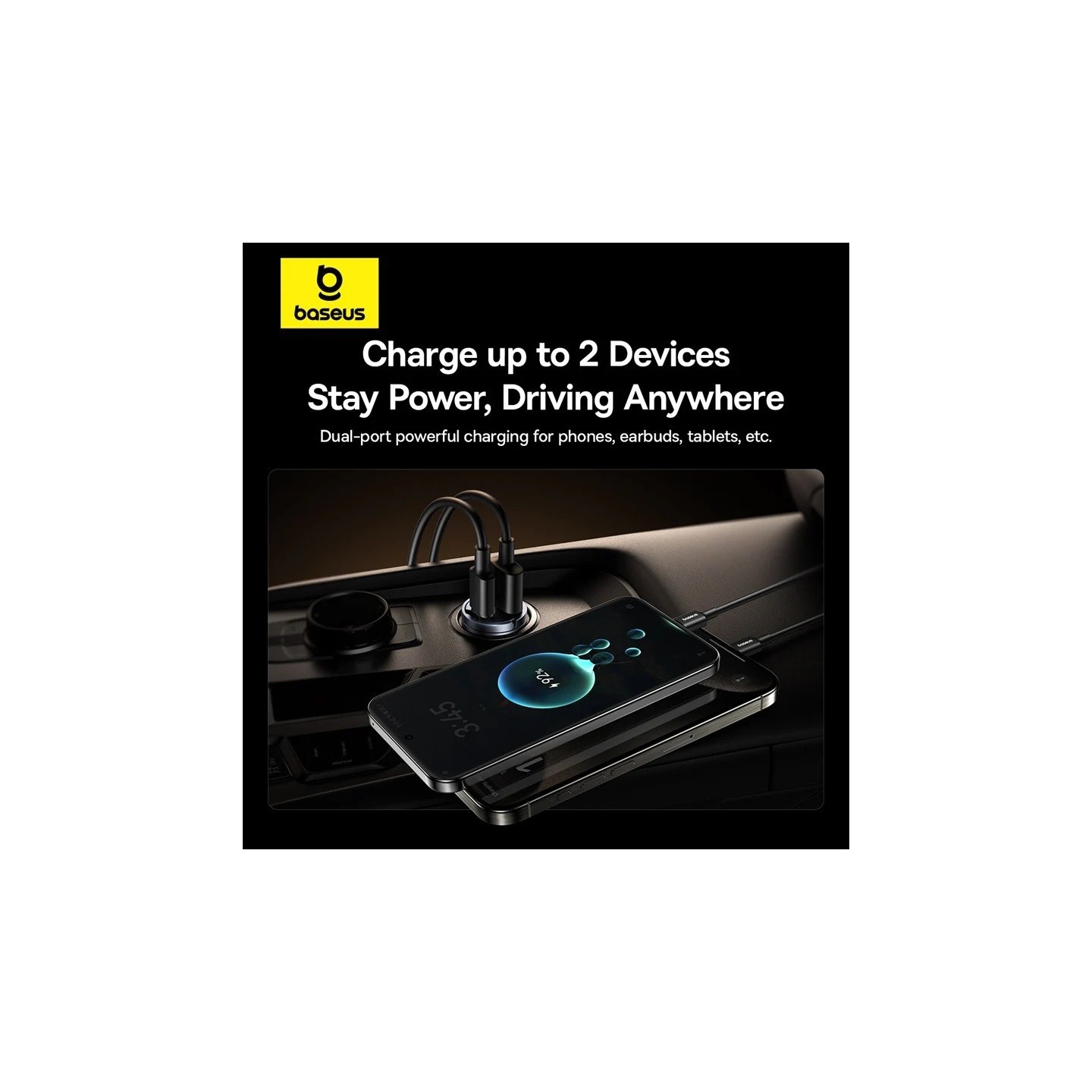 Baseus Tiny Star Car Charger - 30W PD 3.0 U+C Black — Buy in Cyprus with Fast Delivery