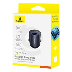 Baseus Tiny Star Car Charger - 30W PD 3.0 U+C Black — Buy in Cyprus with Fast Delivery