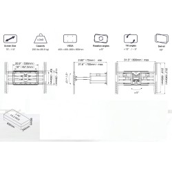 Buy NBMounts TV Wall Mount - SP5 - 80x60 Turn 4x Arms 90kg in Cyprus, Nicosia, Limassol, Larnaka, Pafos