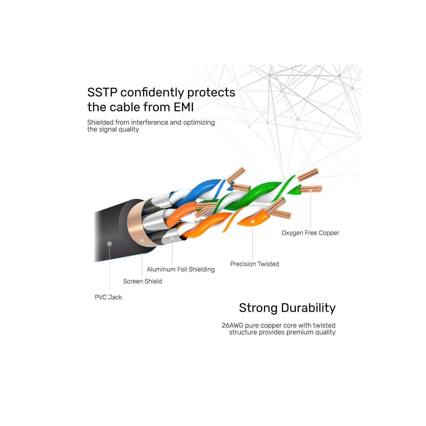 Unitek Ethernet Cable - C1815EBK - CAT7 SSTP Pure Copper Ethernet Cable 20.0m Black — Buy in Cyprus with Fast Delivery