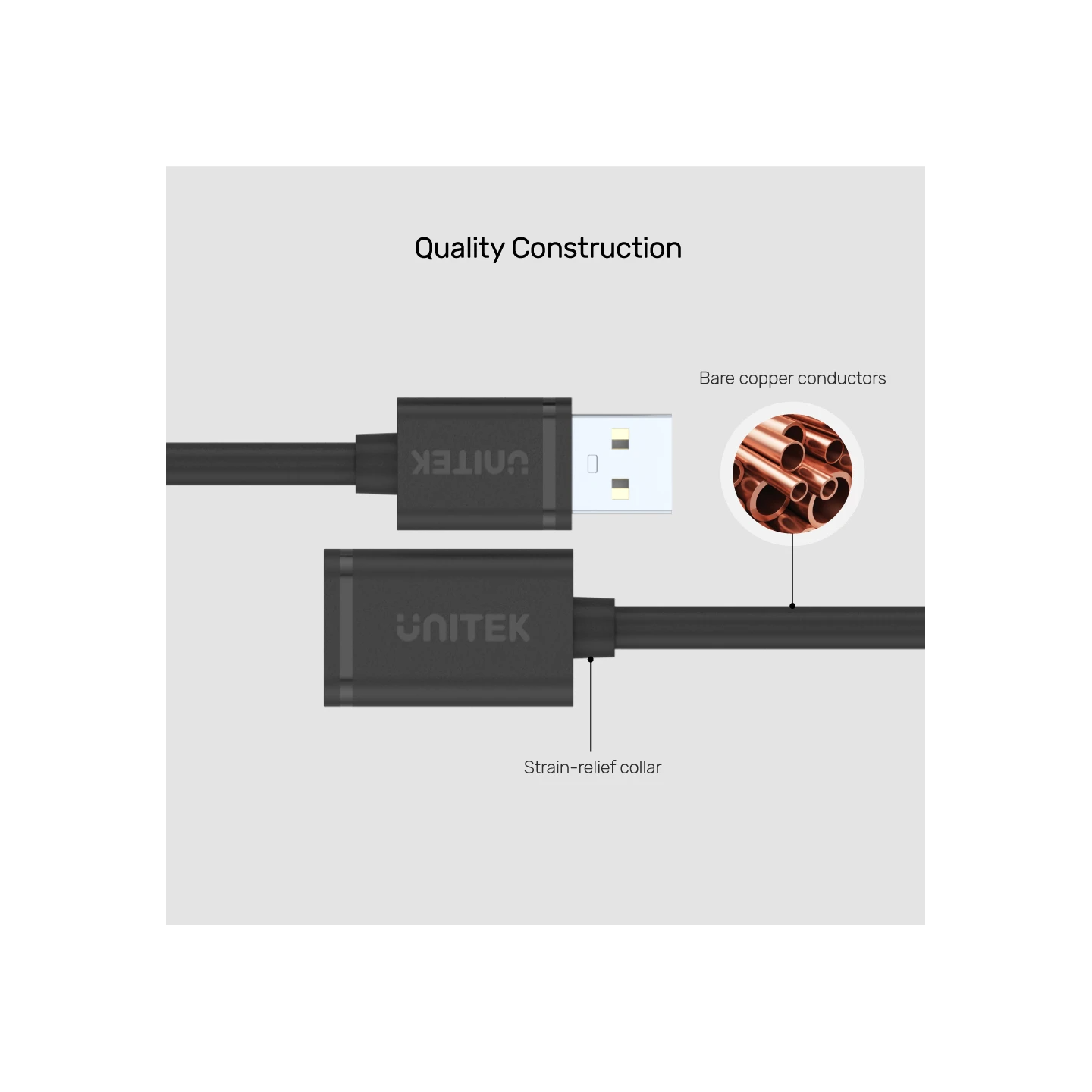 Unitek USB-A Male to USB-A Female Extension Cable 3m - Y-C417GBK - USB-A Male to USB-A Female Extension Cable 3m
