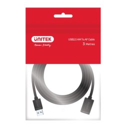 Unitek USB-A Male to USB-A Female Extension Cable 3m - Y-C417GBK - USB-A Male to USB-A Female Extension Cable 3m