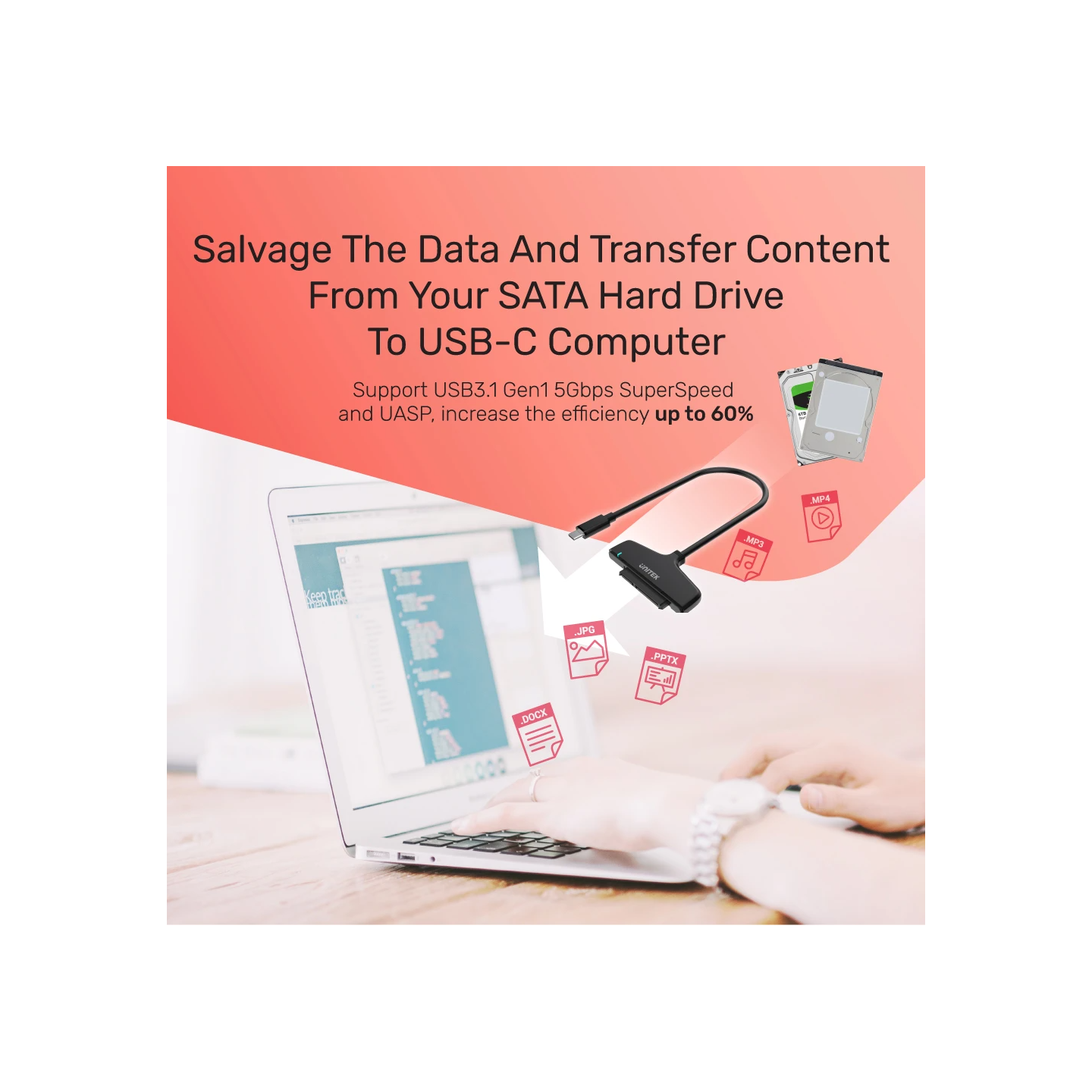 Unitek USB-C 3.1 to SATA6G Converter 2.5'' - Y-1096A - USB-C 3.1 to SATA6G Converter 2.5'' — Buy in Cyprus with Fast Delivery