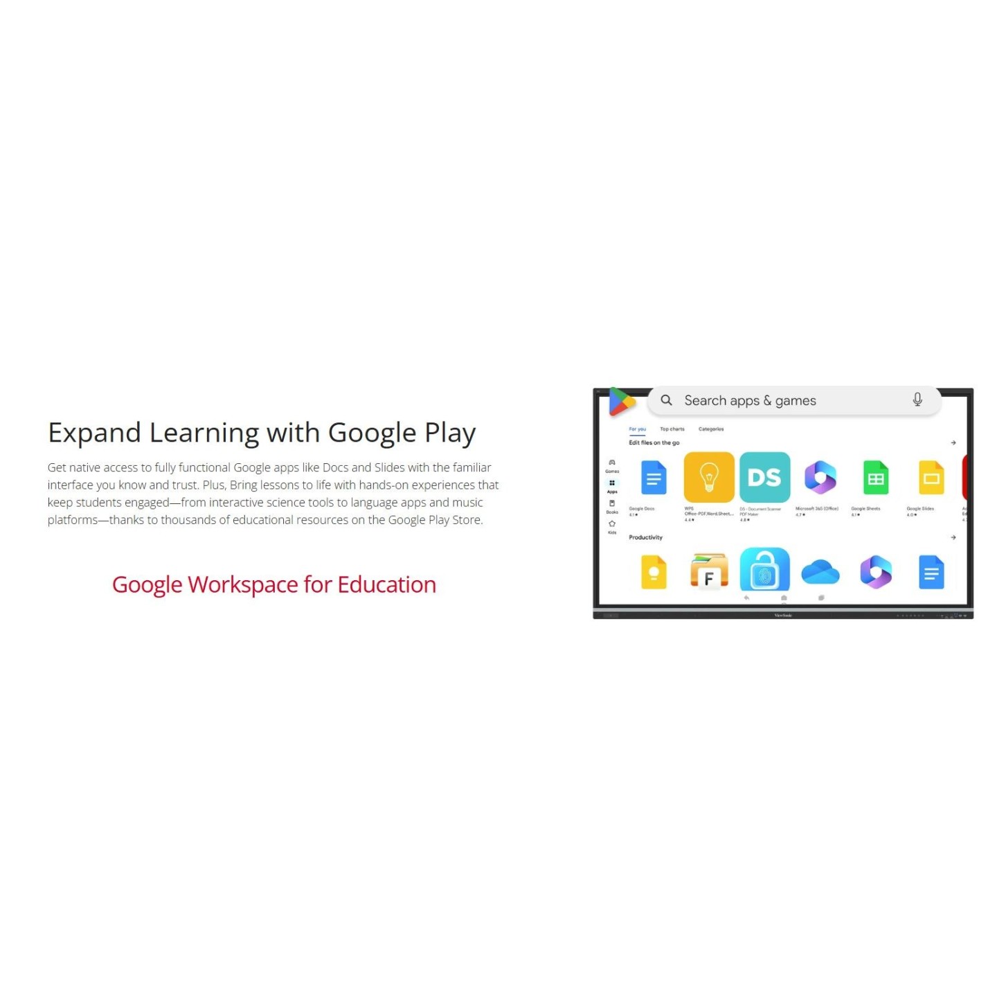 Viewsonic Viewboard Interactive Display Touch - IFP7551 - 75-inch 4K Android 14 NFC Palm Rejection EDLA PlayStore