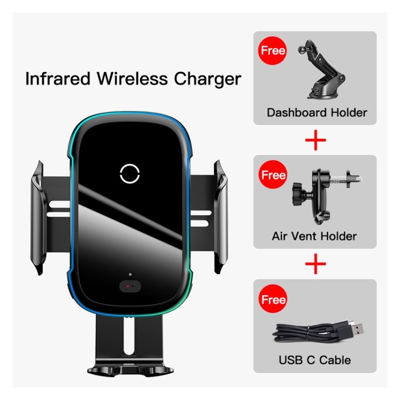 Buy Baseus QI 15W Wireless Car Charger - Dash & Air Vent Mount in Cyprus, Nicosia, Limassol, Larnaka, Pafos