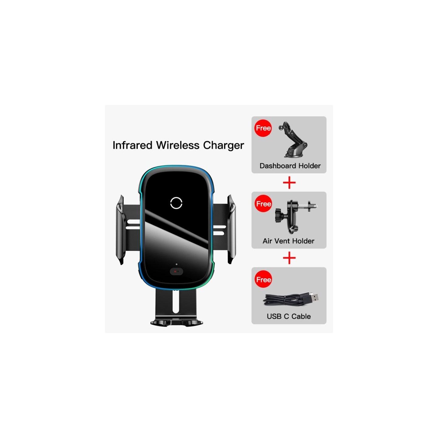 Baseus QI 15W Wireless Car Charger - Dash & Air Vent Mount — Buy in Cyprus with Fast Delivery