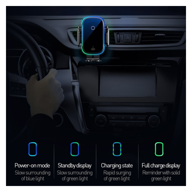 Buy Baseus QI 15W Wireless Car Charger - Dash & Air Vent Mount in Cyprus, Nicosia, Limassol, Larnaka, Pafos