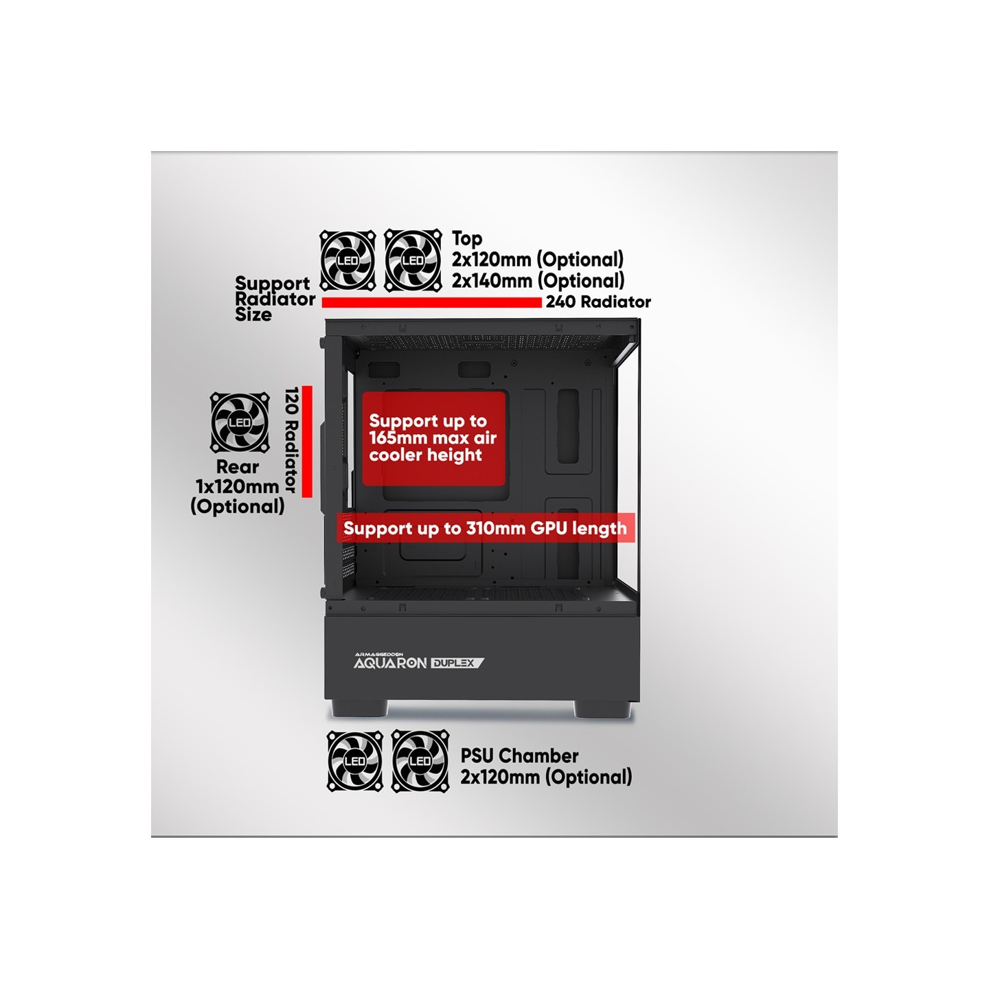 Armaggeddon Aquaron Duplex Black M-ATX Case - 310mm VGA (Boxed) — Buy in Cyprus with Fast Delivery