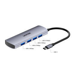 Buy Unitek USB-C Hub - H1112E - 4xUSB-A 10Gbps & USB-C Power Port in Cyprus, Nicosia, Limassol, Larnaka, Pafos