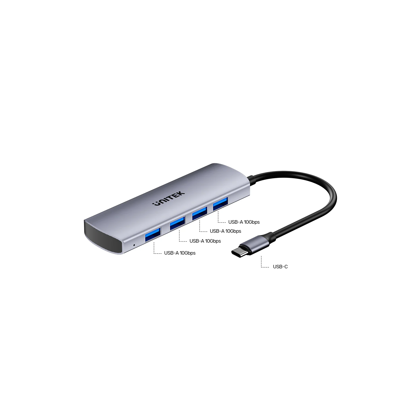 Unitek uHUB Q4 USB-C Hub 4x USB-A 10Gbps with Power Port H1112E — Armenius Store Cyprus