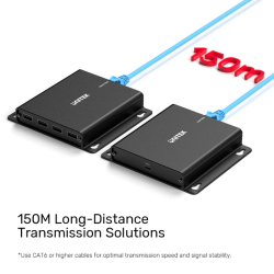 Buy Unitek USB Extender over Ethernet - U1222ABK - 150m 4-Port Hub 5V2A PSU in Cyprus, Nicosia, Limassol, Larnaka, Pafos