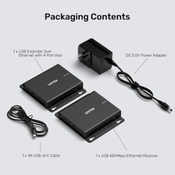 Buy Unitek USB Extender over Ethernet - U1222ABK - 150m 4-Port Hub 5V2A PSU in Cyprus, Nicosia, Limassol, Larnaka, Pafos