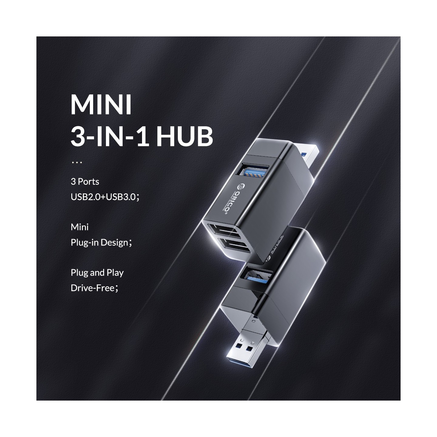 Orico MINI-U32 3-Port USB Hub - USB 3.0/2.0 Mini Stick USB-A — Armenius Store Cyprus