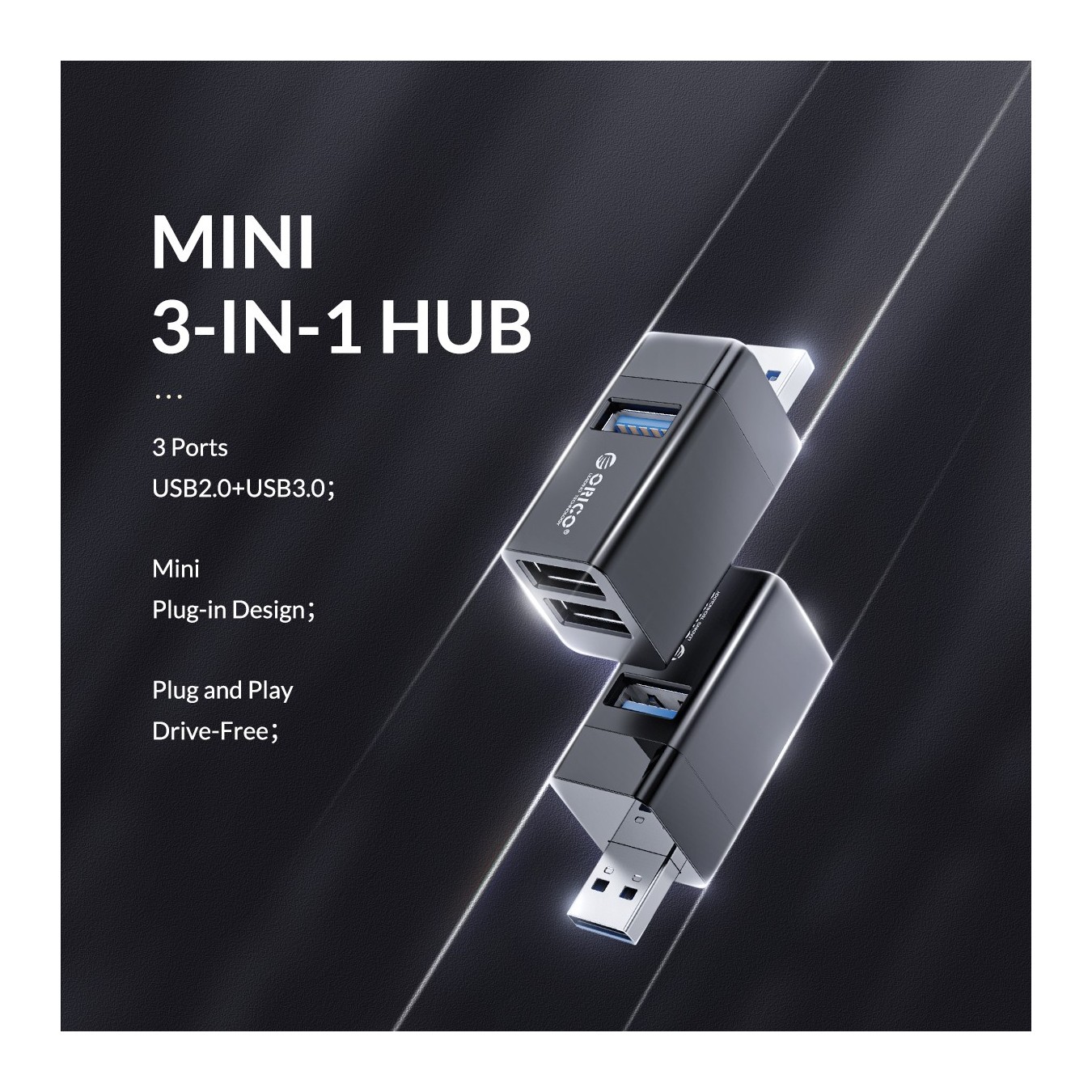Orico MINI-U32 3-Port USB Hub 5Gbps – USB-A | Armenius Store