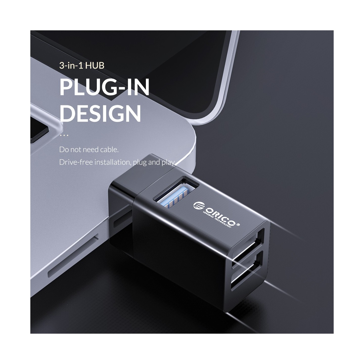 Orico MINI-U32 3-Port USB Hub - USB 3.0/2.0 Mini Stick USB-A — Armenius Store Cyprus