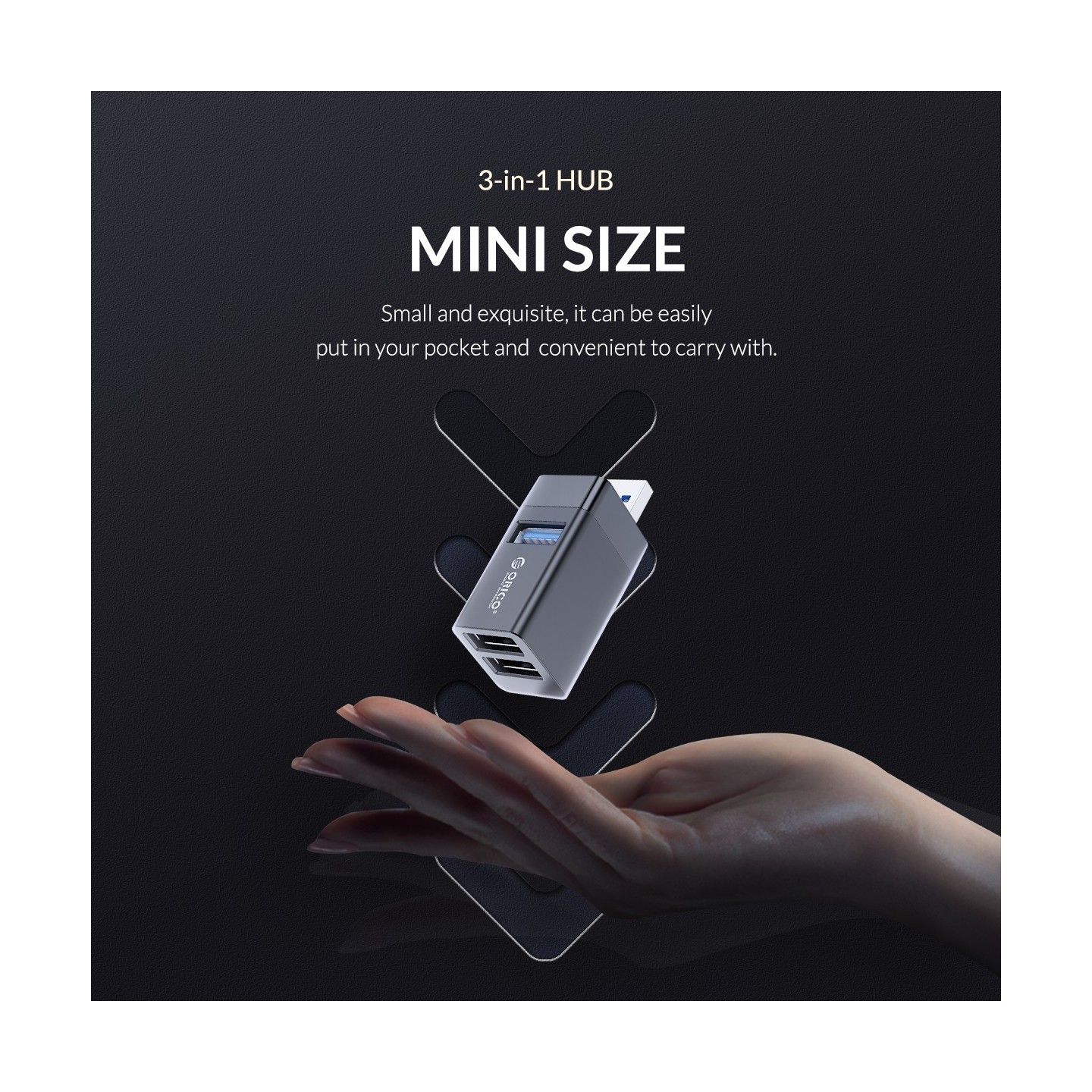 Orico USB-A Hub - MINI-U32 - 3Port Mini Stick type — Buy in Cyprus with Fast Delivery
