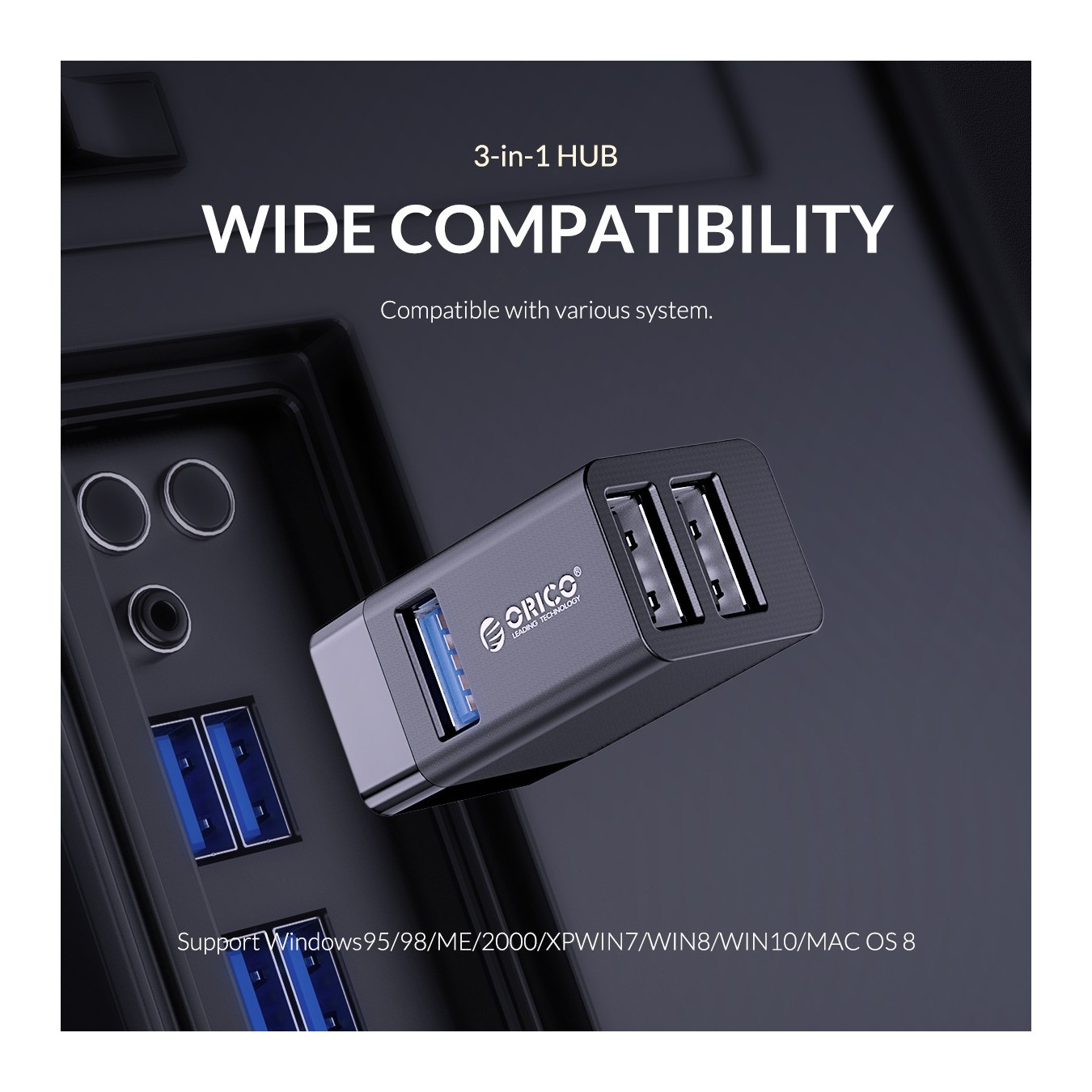 Orico MINI-U32 3-Port USB Hub 5Gbps – USB-A | Armenius Store