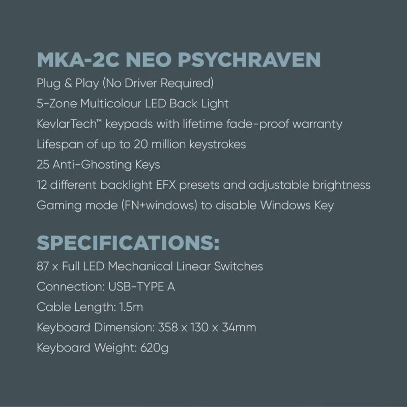 Buy Armaggeddon Mechanical Gaming Keyboard - MKA-2C Neo - Black 87 Brown Keys in Cyprus, Nicosia, Limassol, Larnaka, Pafos