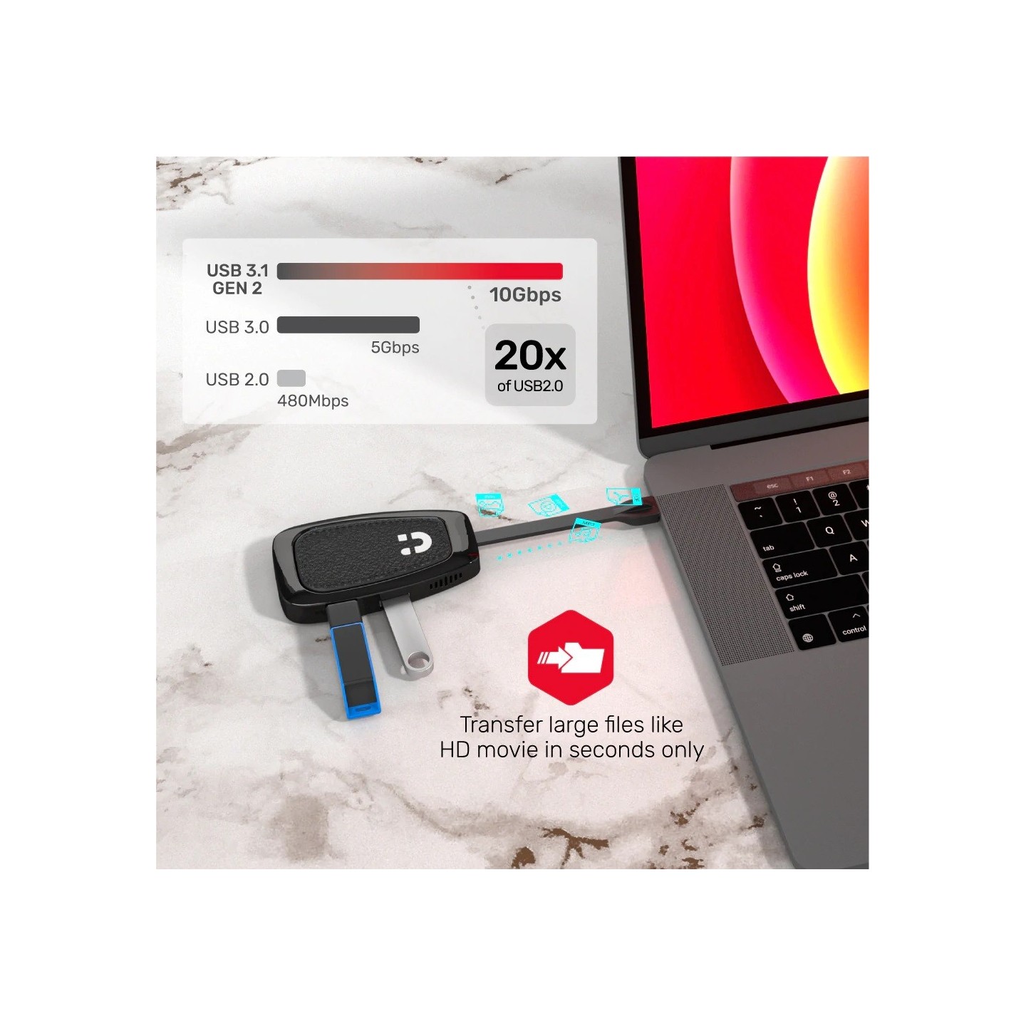 Unitek USB-C Hub - D1053A - USB3.2 HDMI PD100W — Buy in Cyprus with Fast Delivery