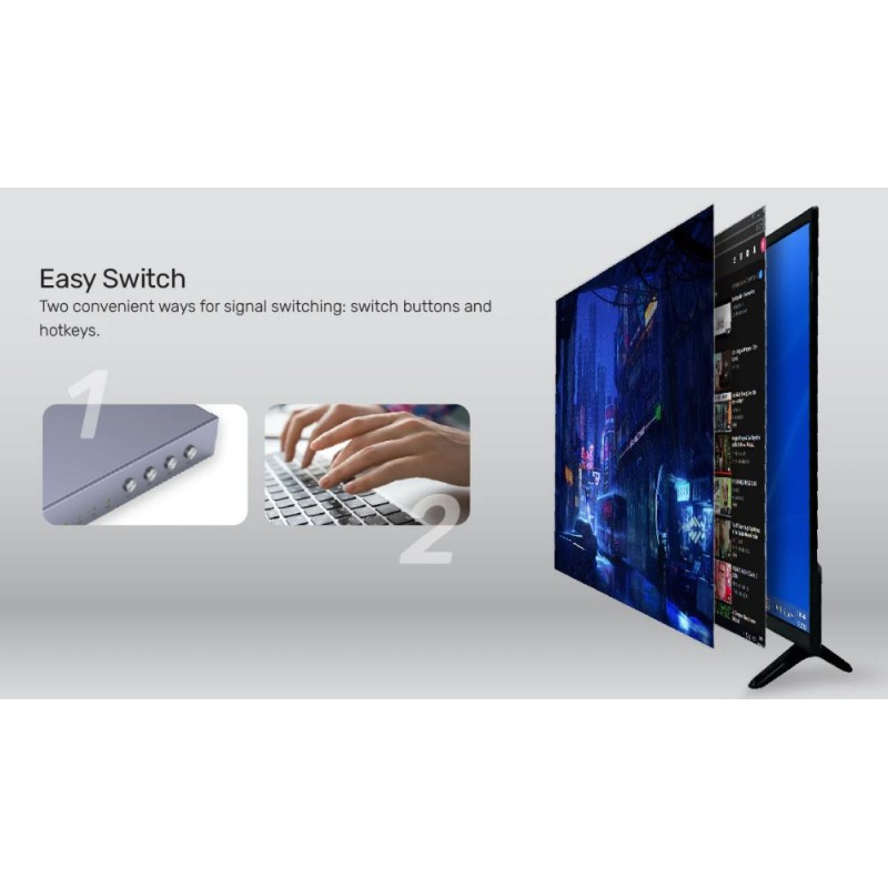 Buy Unitek KVM HDMI 4K60Hz Switch 2-1 with 4-Port USB Hub - V307A - KVM HDMI 4K6... in Cyprus, Nicosia, Limassol, Larnaka, Pafos