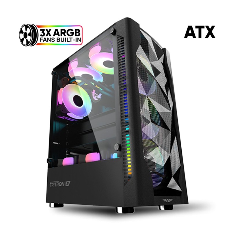 Buy Armaggeddon Gaming Case - TRITRON 3 - ATX 3xARGB Black in Cyprus, Nicosia, Limassol, Larnaka, Pafos