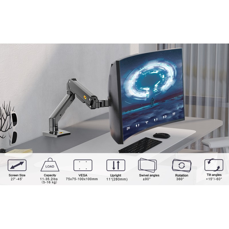 Buy NBMounts Desk Monitor Mount - G60 - Single Arm Heavy Duty in Cyprus, Nicosia, Limassol, Larnaka, Pafos
